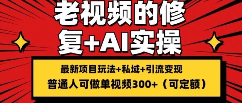 修复老视频的玩法，搬砖+引流的变现(可持久)，单条收益300+【揭秘】-网创资源总站