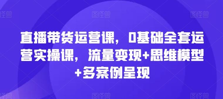 直播带货运营课，0基础全套运营实操课，流量变现+思维模型+多案例呈现-网创资源总站