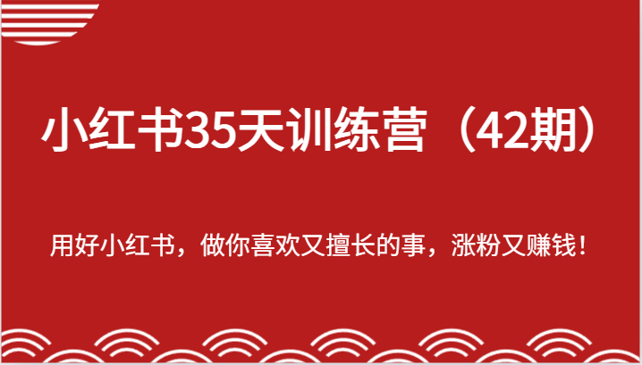 小红书35天训练营（42期）-用好小红书，做你喜欢又擅长的事，涨粉又赚钱！-网创资源总站
