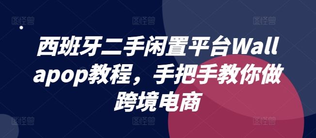 西班牙二手闲置平台Wallapop教程，手把手教你做跨境电商-网创资源总站