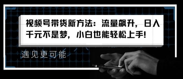 视频号带货新方法：流量飙升，日入千元不是梦，小白也能轻松上手【揭秘】-网创资源总站
