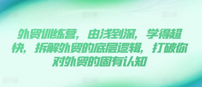 外贸训练营，由浅到深，学得超快，拆解外贸的底层逻辑，打破你对外贸的固有认知-网创资源总站