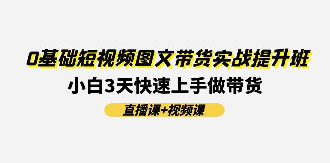 （11641期）0基础短视频图文带货实战提升班(直播课+视频课)：小白3天快速上手做带货-网创资源总站