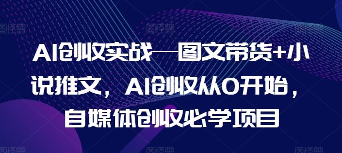 AI创收实战—图文带货+小说推文，AI创收从0开始，自媒体创收必学项目-网创资源总站