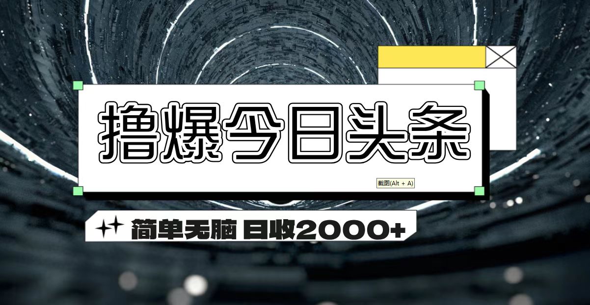 （11665期）撸爆今日头条 简单无脑操作 日收2000+-网创资源总站