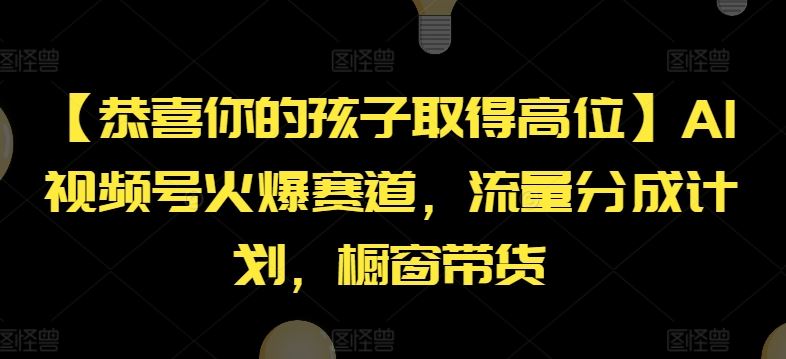 【恭喜你的孩子取得高位】AI视频号火爆赛道，流量分成计划，橱窗带货【揭秘】-网创资源总站