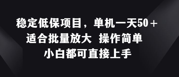 稳定低保项目，单机一天50+适合批量放大 操作简单 小白都可直接上手【揭秘】-网创资源总站