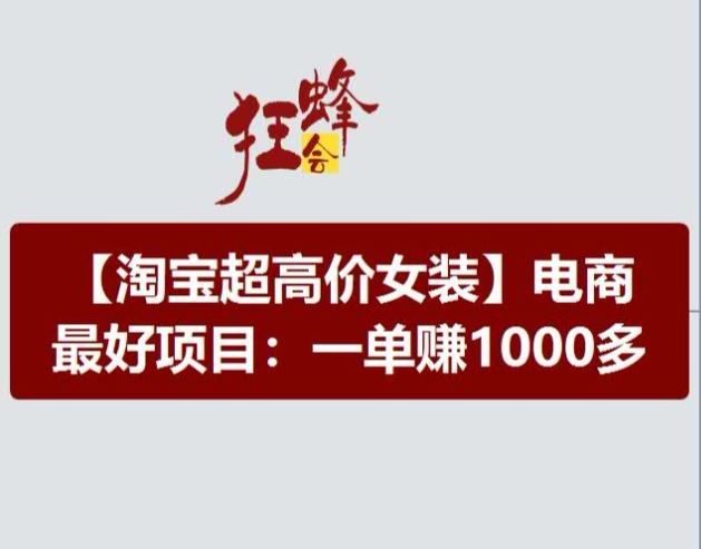 淘宝超高价女装项目，电商最好赛道，一单赚1000多-网创资源总站