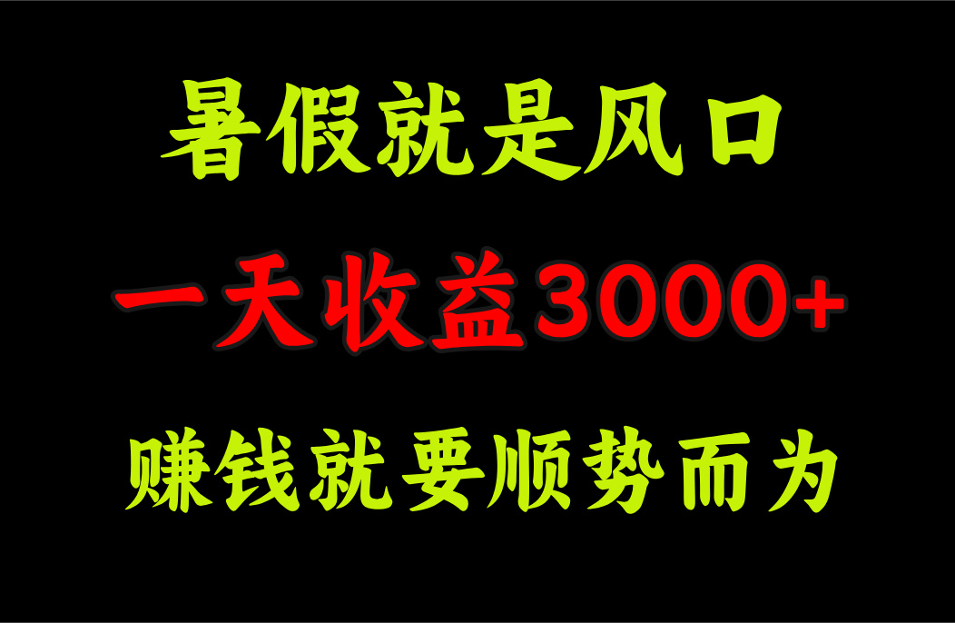 （11670期）一天收益3000+ 赚钱就是顺势而为，暑假就是风口-网创资源总站