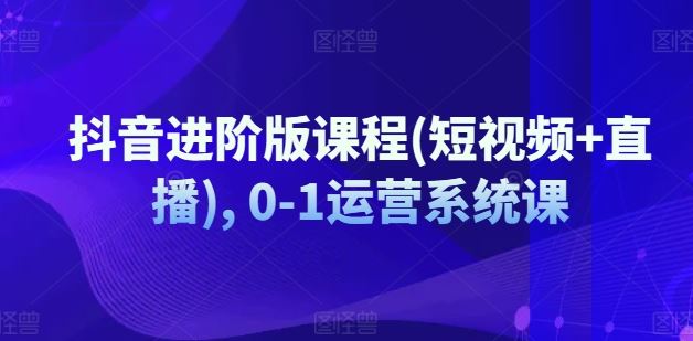 抖音进阶版课程(短视频+直播), 0-1运营系统课-网创资源总站