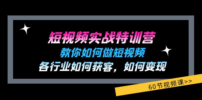 短视频实战特训营：教你如何做短视频，各行业如何获客，如何变现 (60节)-网创资源总站