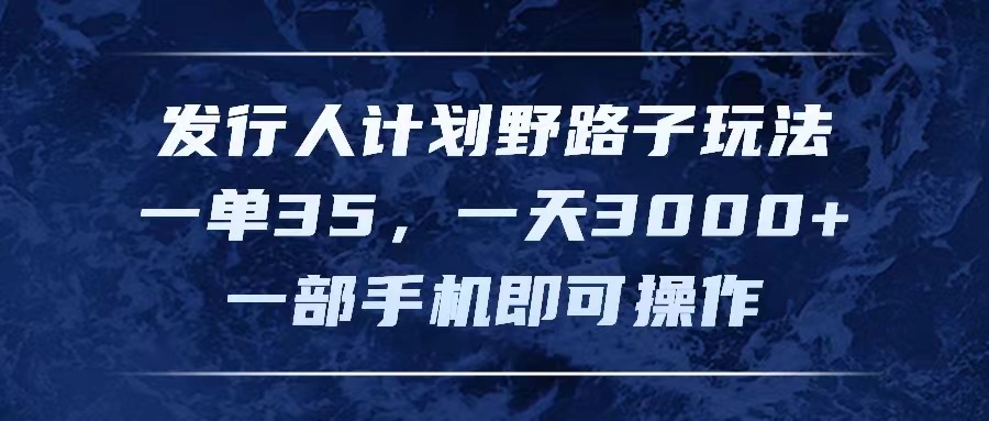（11750期）发行人计划野路子玩法，一单35，一天3000+，一部手机即可操作-网创资源总站