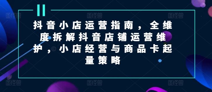 抖音小店运营指南，全维度拆解抖音店铺运营维护，小店经营与商品卡起量策略-网创资源总站