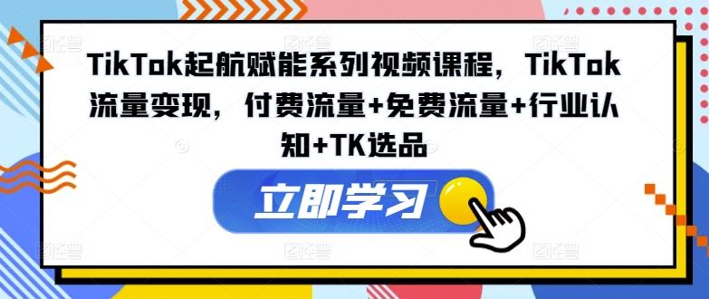 TikTok起航赋能系列视频课程，TikTok流量变现，付费流量+免费流量+行业认知+TK选品-网创资源总站