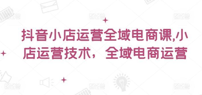 抖音小店运营全域电商课，​小店运营技术，全域电商运营-网创资源总站
