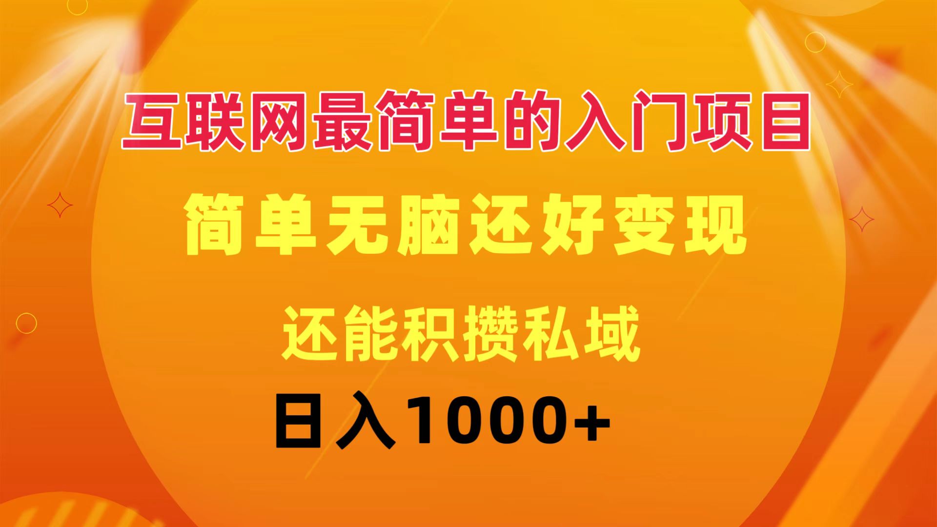 （11922期）互联网最简单的入门项目：简单无脑变现还能积攒私域一天轻松1000+-网创资源总站