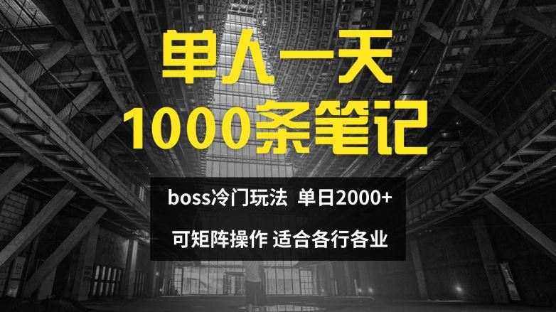单人一天1000条笔记，日入2000+，BOSS直聘的正确玩法【揭秘】-网创资源总站