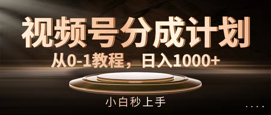 （11931期）视频号分成计划，从0-1教程，日入1000+-网创资源总站