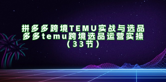 （11934期）拼多多跨境TEMU实战与选品，多多temu跨境选品运营实操（33节）-网创资源总站