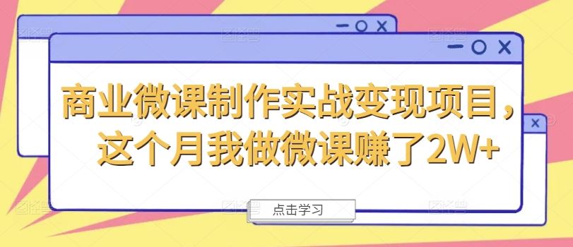 商业微课制作实战变现项目，这个月我做微课赚了2W+-网创资源总站