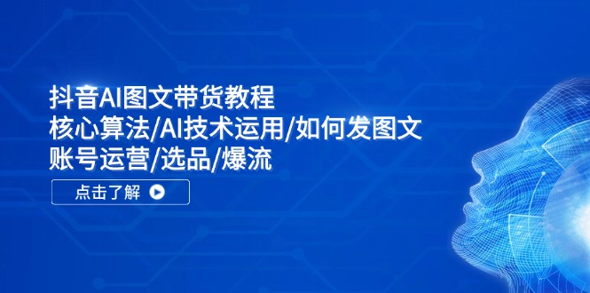 抖音AI图文带货教程：核心算法/AI技术运用/如何发图文/账号运营/选品/爆流-网创资源总站