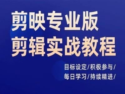 剪映专业版剪辑实战教程，目标设定/积极参与/每日学习/持续精进-网创资源总站