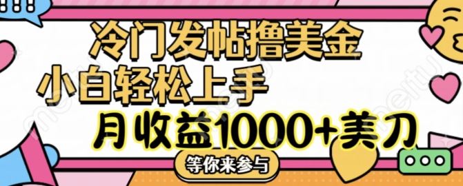 冷门发帖撸美金项目，月收益1000+美金，简单无脑，干就完了【揭秘】-网创资源总站