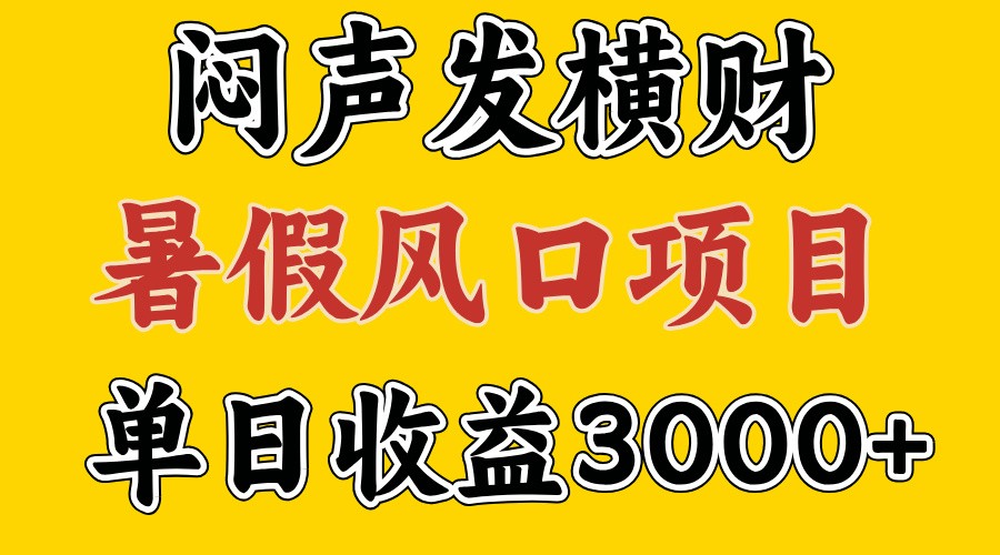 30天赚了7.5W 暑假风口项目，比较好学，2天左右上手-网创资源总站