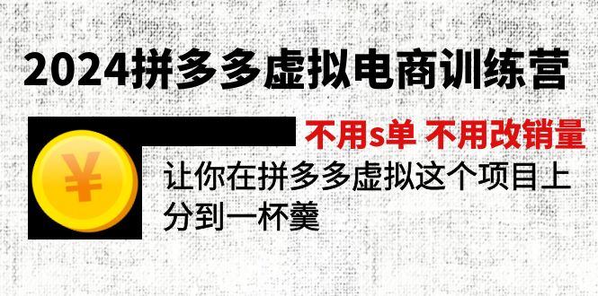 （12024期）2024拼多多虚拟电商训练营 不s单 不改销量  做虚拟项目分一杯羹(更新10节)-网创资源总站