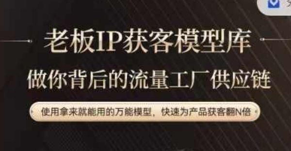 老板IP流量供应链，动作越少，账号越好，使用拿来就能用的万能模型，快速为产品获客翻N倍-网创资源总站