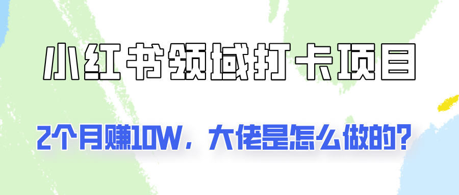 通过小红书领域打卡项目2个月赚10W，大佬是怎么做的？-网创资源总站