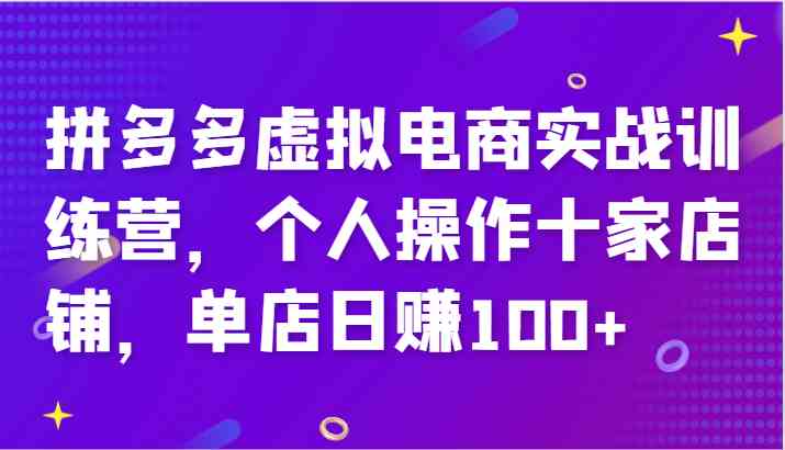 拼多多虚拟电商实战训练营，个人操作十家店铺，单店日赚100+-网创资源总站