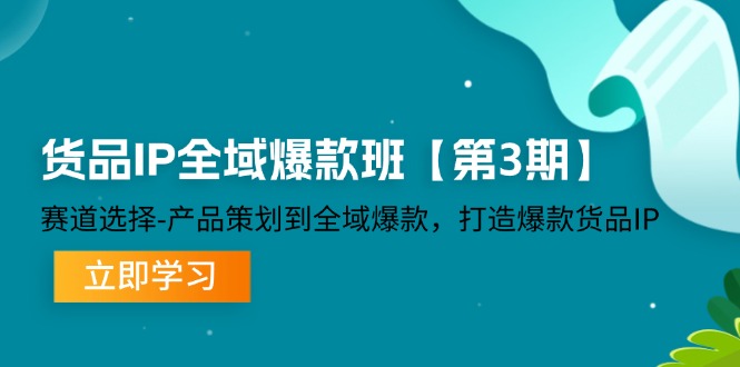 货品IP全域爆款班【第3期】赛道选择、产品策划到全域爆款，打造爆款货品IP-网创资源总站