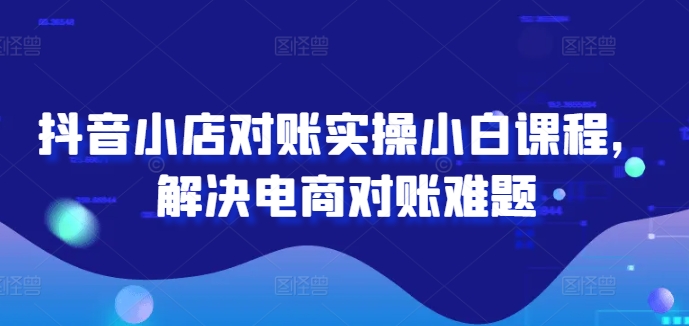 抖音小店对账实操小白课程，解决电商对账难题-网创资源总站