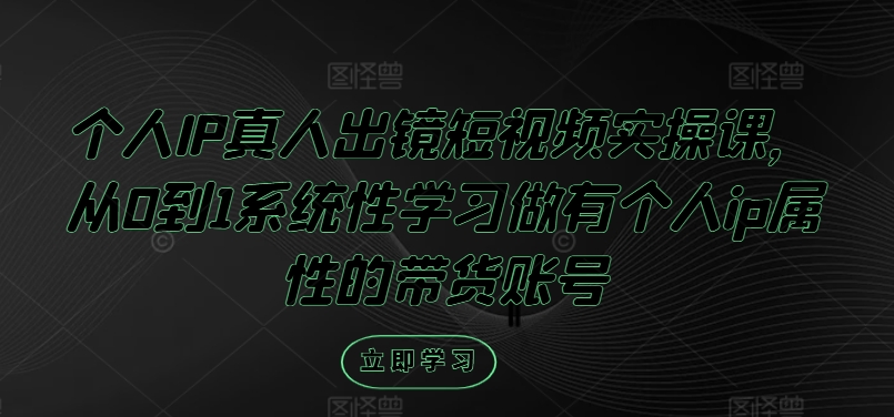 个人IP真人出镜短视频实操课，从0到1系统性学习做有个人ip属性的带货账号-网创资源总站
