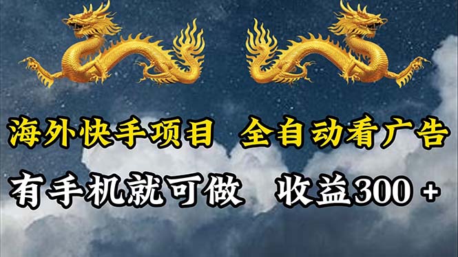 （12175期）海外快手项目，利用工具全自动看广告，每天轻松 300+-网创资源总站