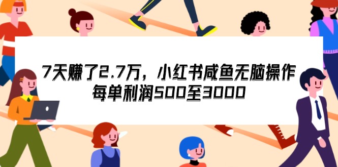 （12192期）7天收了2.7万，小红书咸鱼无脑操作，每单利润500至3000-网创资源总站