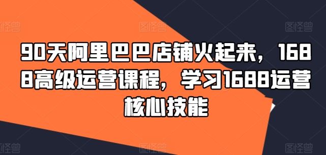 90天阿里巴巴店铺火起来，1688高级运营课程，学习1688运营核心技能-网创资源总站