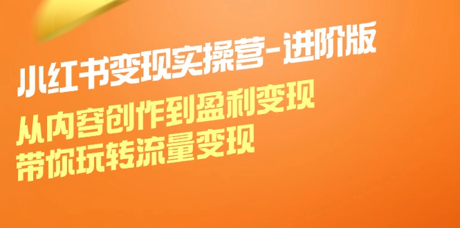 （12234期）小红书变现实操营-进阶版：从内容创作到盈利变现，带你玩转流量变现-网创资源总站