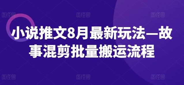 小说推文8月最新玩法—故事混剪批量搬运流程-网创资源总站