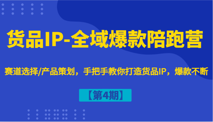 货品IP-全域爆款陪跑营【第4期】赛道选择/产品策划，手把手教你打造货品IP，爆款不断-网创资源总站