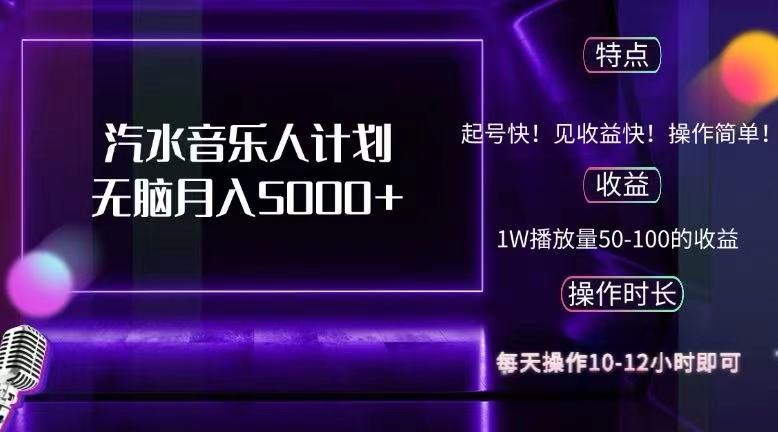 （12429期）抖音汽水音乐人计划无脑月入5000+-网创资源总站