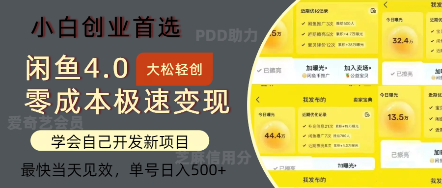 （12434期）闲鱼0成本极速变现项目，多种变现方式 单号日入500+最新玩法-网创资源总站