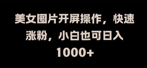 美女图片开屏操作，快速涨粉，小白也可日入1k【揭秘】-网创资源总站