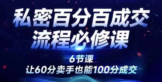 私密百分百成交流程线上训练营，绝对成交，让60分卖手也能100分成交-网创资源总站