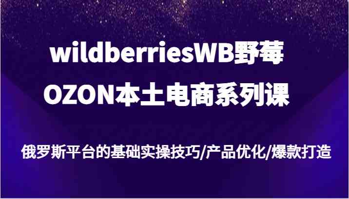 wildberriesWB野莓/OZON本土电商系列课，俄罗斯平台的基础实操技巧/产品优化/爆款打造-网创资源总站
