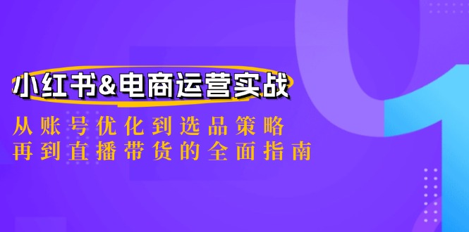 小红书&电商运营实战：从账号优化到选品策略，再到直播带货的全面指南-网创资源总站
