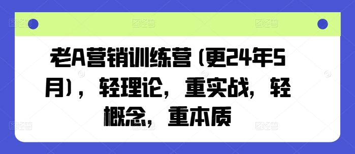 老A营销训练营(更24年9月)，轻理论，重实战，轻概念，重本质-网创资源总站