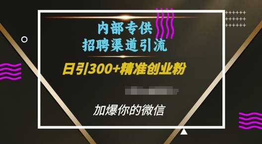 内部招聘渠道日引流300+创业粉，加爆你的微信【揭秘】-网创资源总站