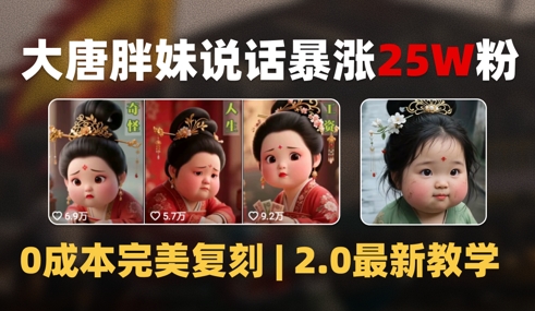 AI大唐胖贵妃说话2.0，40条视频暴涨40w粉，附独家变现攻略-网创资源总站